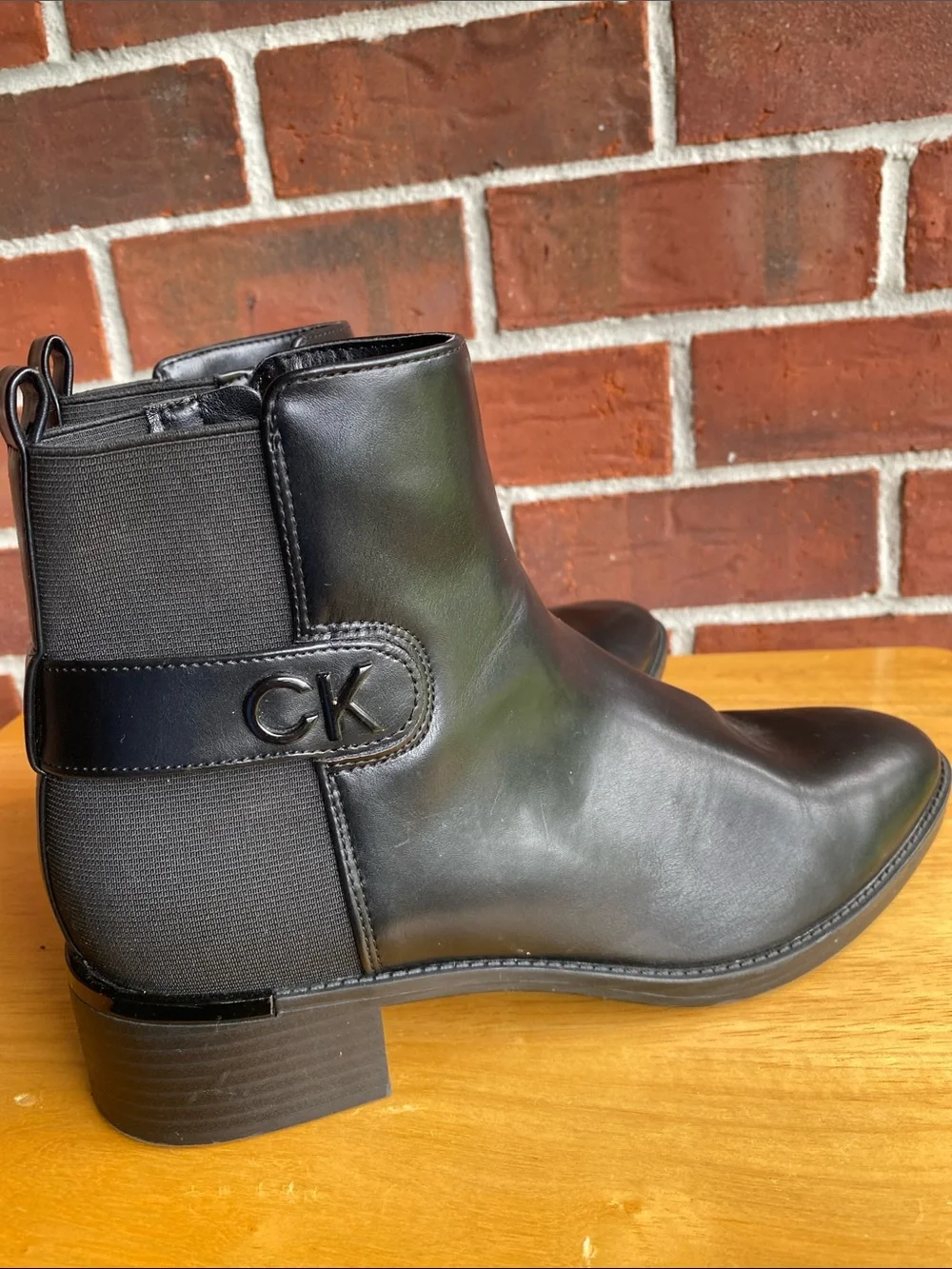 Calvin Klein Black  Ankle Boots with CK Strap Size 9